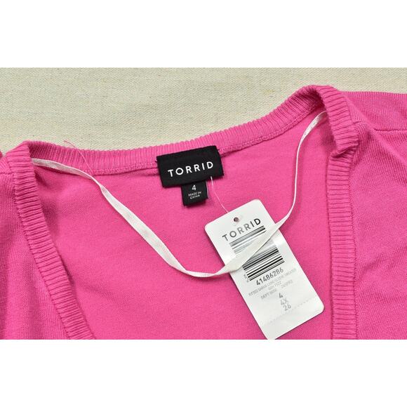 Torrid Pink Plus Size 4 (4X/26) Fitted Shrug Long Sleeve Sweater Cardigan NEW - Picture 5 of 8